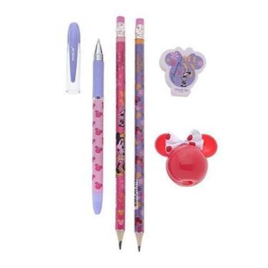 Imagem de Molin Kit Lápis e Caneta Minnie 22330 — 2 Lápis HB com Borracha, Caneta Esferográfica e Apontador