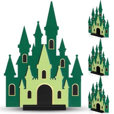 Imagem de Weysat 4 Pcs Pink and Green Party Decorations Green Wooden Castle Table Centerpiece Witch Theme Party Decorations for Movie Night Birthday Baby Shower Decor