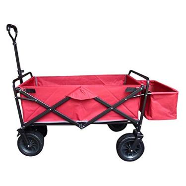 Imagem de Carrinho dobrável portátil de jardim carrinho de passeio multifuncional para acampamento ao ar livre na praia caminhão com 4 rodas. Carga: 150 kg (vermelho)