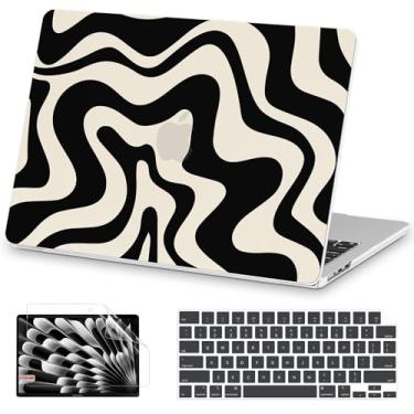 Imagem de AKIT Capa compatível com MacBook Air de 15 polegadas 2025 2024 2023 M4 M3 M2 A3241 A3114 A2941, capa rígida de plástico com padrão exclusivo + capa de teclado + protetor de tela para Mac Air de 15