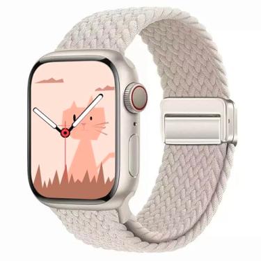 Imagem de Yaber Pulseira trançada compatível com Apple Watch séries 10 9, 8, 7, 6, 5, 4, 3, 2 e 1 de 38 mm, 40 mm, 40 mm, 41 mm, 44 mm, 46 mm, 49 mm, ultra 2 1 SE (Starlight, 38 mm/40 mm/41 mm/42 mm (série 10))