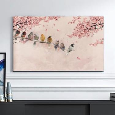 Imagem de WMLTZFUS Capa antipoeira para TV estilo chinês, protetor de tela de TV padrão pássaro para Smart TV LCD LED de 19-65 polegadas, lavável na máquina, pano-A | 65 polegadas