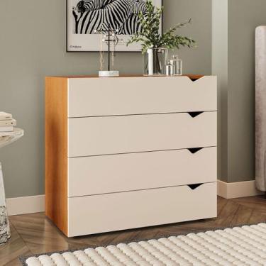 Imagem de Cômoda Porto 4 Gavetas Freijó/Creme - Politorno, Bege Claro, Moderno