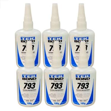 Imagem de Cola Adesivo Instantâneo 100g Tekbond 793 6 unidades - Fast Vidros