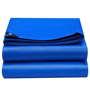 Imagem de Folha de lona 450g/m² Capa de lona impermeável resistente azul com ilhós, lona de 0,45 mm de espessura para móveis, dossel de acampamento, tenda à prova de chuva (tamanho: 3 x 4 m)