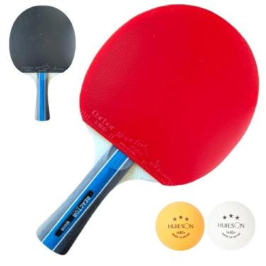 Imagem de Raquete Ping Pong Profissional Reactor ITTF 2 Bolas 3 Estrelas Huieson