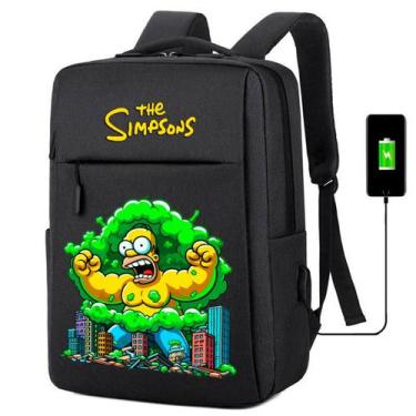 Imagem de Mochila Monstro Amarelo Simp Cabo Usb Espaço Para Notebook Dia a Dia E