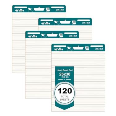 Imagem de ViVin Lined Sticky Easel Pad, 25 x 30 Inches Flip Chart Paper for Teachers and Students, Large Self Stick Easel Paper, Teacher Anchor Chart, 30 Sheets/Pad, 4 Pads/Pack