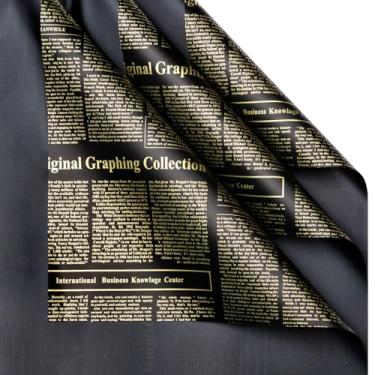 Imagem de LeZakaa Papel de embrulho de flores de papel de jornal com 20 folhas, à prova d'água, design de papel de jornal preto e dourado para formatura, dia das mães, festa de aniversário, chá de panela
