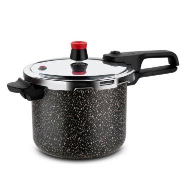 Imagem de Panela de Pressão Rochedo 4,5 Litros Segura Stone Pro com Revestimento Antiaderente Minerium Preto/Cinza 