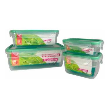 Imagem de Kit 4 Pote Hermético 2,5lt 1,24l 537ml 330ml Travas Freshy Sanremo