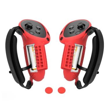 Imagem de SoJumpvr Controller Grips Cover Compatible with Meta Quest 3S/Quest 3 Accessories, Hand Strap with Battery Opening, Knuckle Straps with Widen and Thicken Sponge(Not for Charging Dock) (Red)