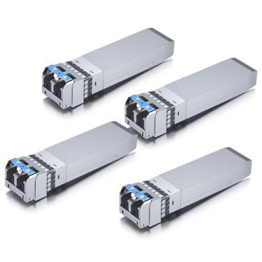 Imagem de Transceptor SFP+ 10GBase-LR, 10G 1310nm SMF, até 10 km, compatível com Cisco SFP-10G-LR, Meraki MA-SFP-10GB-LR, Ubiquiti UF-SM-10G, Mikrotik, Supermicro, Netgear e mais, pacote com 4