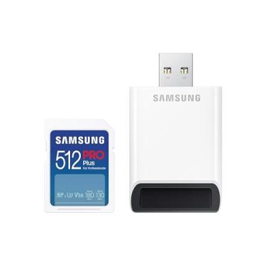 Imagem de Samsung Cartão de memória SDXC de tamanho completo PRO Plus de 512 GB + leitura, leitura/gravação, Full HD e 4K UHD, UHS-I, C10, U3, V30 para DSLR, câmeras sem espelho, PCs, MB-SD512SB/AM, 2023
