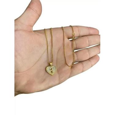 Imagem de Cordão Feminino 1Mm Coração Cachorrinho - Banhado A Ouro 18K - Tojoia1