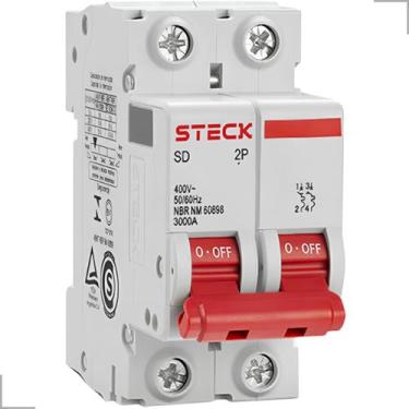 Imagem de Mini Disjuntor 2 Polos Curva C 3kA 400V 10A até 32A Steck