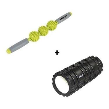 Imagem de Kit Rolo Massagem Foam Roller Miofascial + Bastão