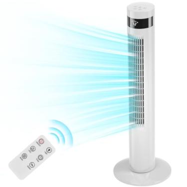 Imagem de Antarctic Star Ventilador elétrico portátil oscilante elétrico silencioso controle remoto sem lâminas 3 velocidades modos de vento temporizador quarto escritório (91,44 cm, branco)