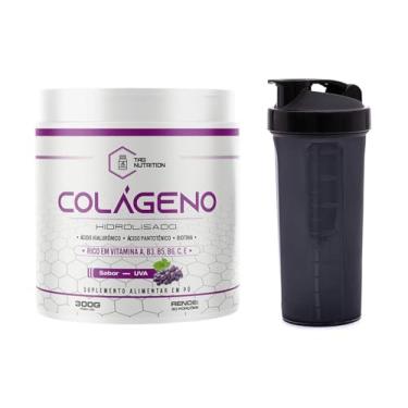 Imagem de Kit Colágeno Em Pó Hidrolisado 300g C/Ácido Hialurônico Pantotênico e Biotina + Coqueteleira - Tag Nutrition