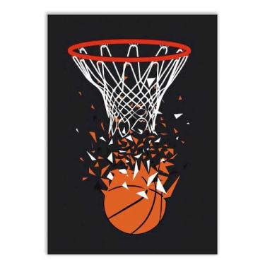 Imagem de Placa Decorativa Basquete Ilustração Cesta Em Cacos Decoração Quarto Sala