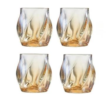 Imagem de Conjunto de 4 copos de uísque de cristal, copos torcidos à moda antiga de 250 ml, ótimos para Bourbon, Scotch e coquetéis (4 conjuntos)