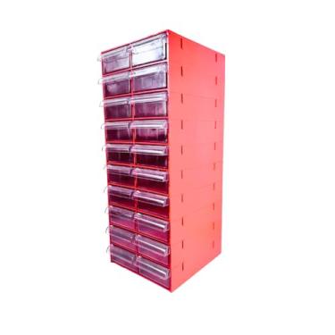Imagem de Gaveteiro Organizador Vermelho com 20 Gavetas Multiuso para Escritório, Ferramentas, Maquiagem e Papelaria – MAGUS CG1020
