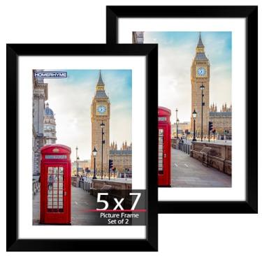 Imagem de HOMERHYME Conjunto de 2 porta-retratos de 12 x 17 cm, moldura para exibição de fotos para galeria de parede, moldura vertical e horizontal para pendurar na parede, pôsteres e impressões de arte, preta