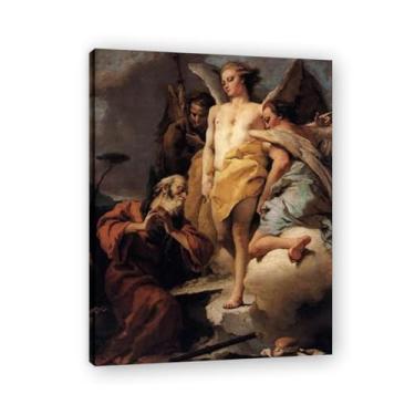 Imagem de Impressão em tela Tiepolo Giovanni Battista dos Três Anjos – Obra-prima rococó barroca, pintura escolar de Veneza, pintura a óleo decorativa para galeria doméstica 70 x 91 cm