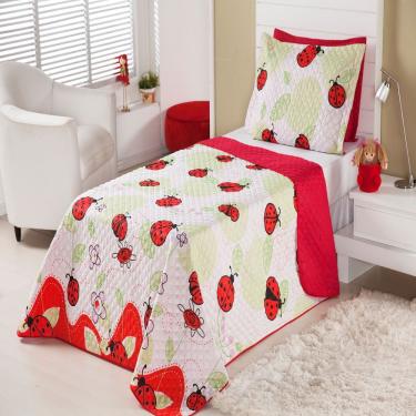 Imagem de Cobre Leito Infantil Joaninha Enxovais Aquarela 2 Peças