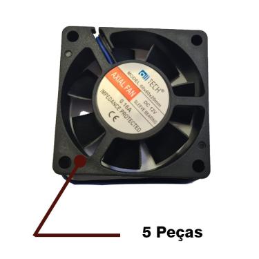 Imagem de Micro Ventilador Ventoinha 60x60x20mm 12v Alltech 5 Unid.
