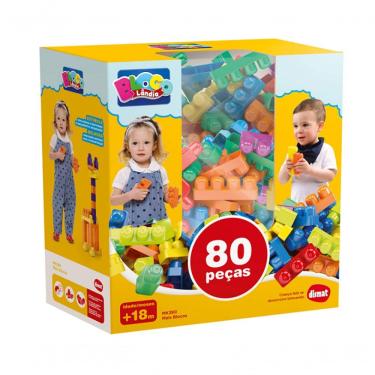 Imagem de Brinquedo Blocos Montar Blocolandia Mk380 80 Peças Dismat
