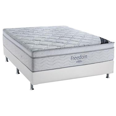 Imagem de Cama Box Casal: Colchão Molas Superpocket Ensacadas Ortobom Freedom Visco + Base Branco(138X188)