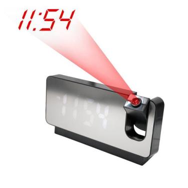 Imagem de Relogio Alarme LED Espelhado USB Com Projetode de Hora Preto - GXM