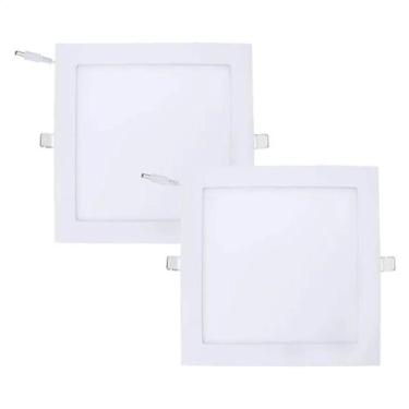 Imagem de Kit 2 Luminaria Paflon Led 18w Quadrado Embutir 22cm Branco - Ourolux