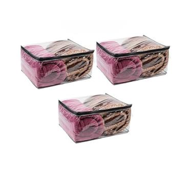 Imagem de Kit 3 Saco Organizador Closet Edredon Cobertor C/Ziper preto