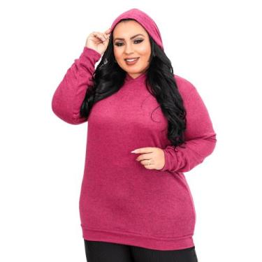 Imagem de Vestido Manga Longa Moletom Capuz E Punho Na Barra Plus Size Gordinhas