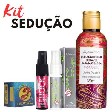Imagem de Kit Sex Shop Óleo para Massagem Tantrica Sensual Quero Beijo Pomada Fo