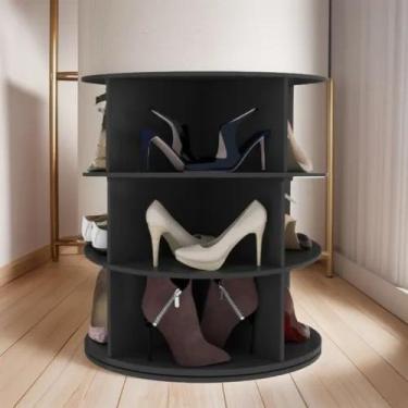 Imagem de Sapateira Giratória Preta Vertical Vianatto Mdf 12 Pares Mdf