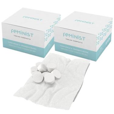 Imagem de Kit 2 Toalha Limpeza Intima Compacta Umedecida Feminist