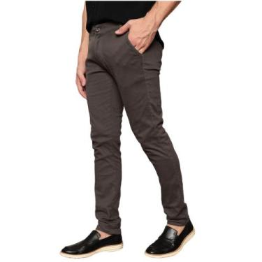 Imagem de Calça Masculina Social Sarja Slim Fit C Lycra Bolso Faca - Mitchelgutt