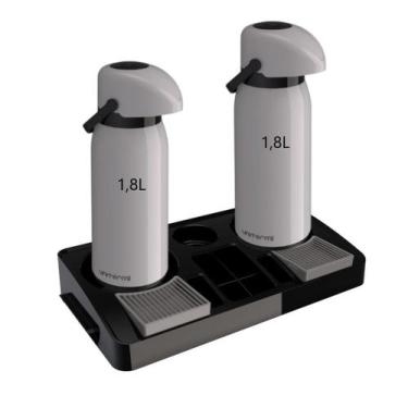 Imagem de Kit 2 Garrafa Térmica Verona 1,8L Marfim+1 Bandeja Servire 2 Preto - U