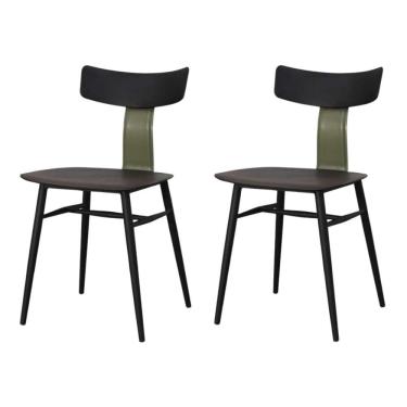 Imagem de Kit 2 Cadeiras Analu Rivatti 42 Cm (largura) Assento E Encosto Pp Preto Detalhe Em Pu Verde Base Aço