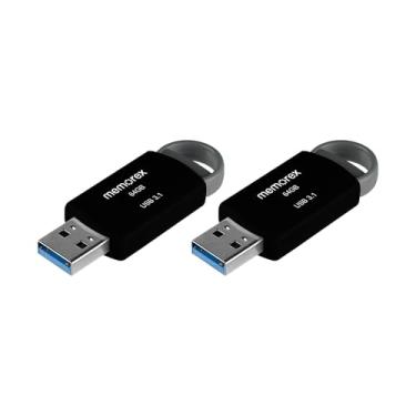 Imagem de Flash Drive Memorex USB 3.1 de 64 GB – velocidades de transferência até 10 vezes mais rápidas do que USB 2.0, tecnologia USB 3.1 geração 1, design leve, para gerenciamento diário de arquivos, conector