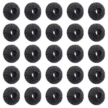 Imagem de NBEADS Cerca de 50 peças de contas de lava de 15,5 mm, contas de pedra vulcânica soltas Rondelle para fabricação de joias