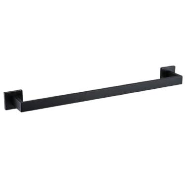 Imagem de Acessórios para banheiro pretos, conjunto de aço inoxidável, suporte de parede, toalheiro, porta-lenços, gancho para roupas, pingente para escova de banheiro (simples barra de toalha)