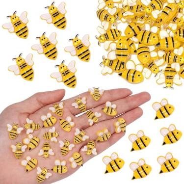 Imagem de 80 peças de resina para artesanato, abelha de resina plana para decoração de abelha de mel para enfeites de guirlanda DIY e suprimentos de festa temáticos de abelha