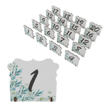 Imagem de Kit de 20 Plaquinhas MDF Numeração de Mesa Eventos Números de 1 a 20 F
