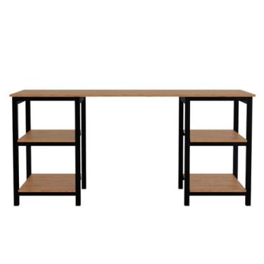 Imagem de Mesa Estudos Multiuso com Nichos Porta Objetos MDF Estilo Industrial A