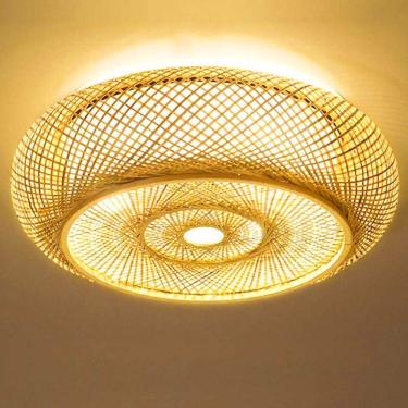 Imagem de Luz De Teto De Bambu Lâmpada Pendente De Vime Natural Lâmpada De Teto Abajur Artesanal Criativo Lustre E27 Iluminação De Teto Restaurante Quarto Sala De Estar Café Bar Estudo, 40cm
