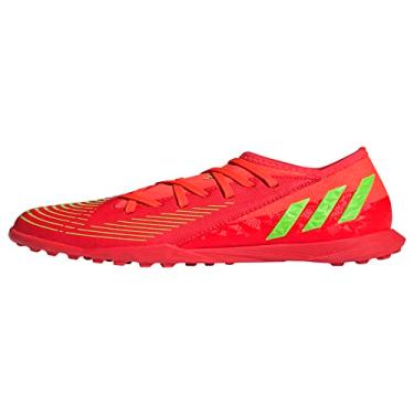 Imagem de adidas Tênis de futebol unissex infantil Edge.3 Predator Turf, Vermelho solar/verde solar/preto, 11 Little Kid